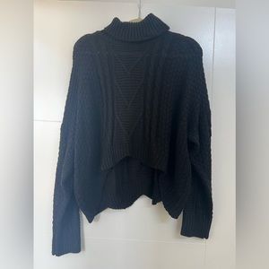 Cropped Black Turtleneck Sweater